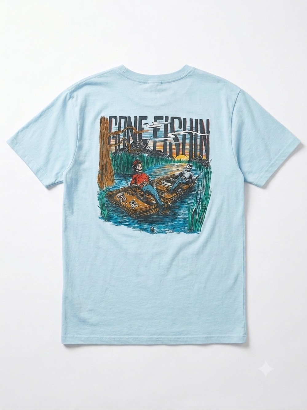 Bone Fishin Light Blue Short Sleeve Graphic Tee